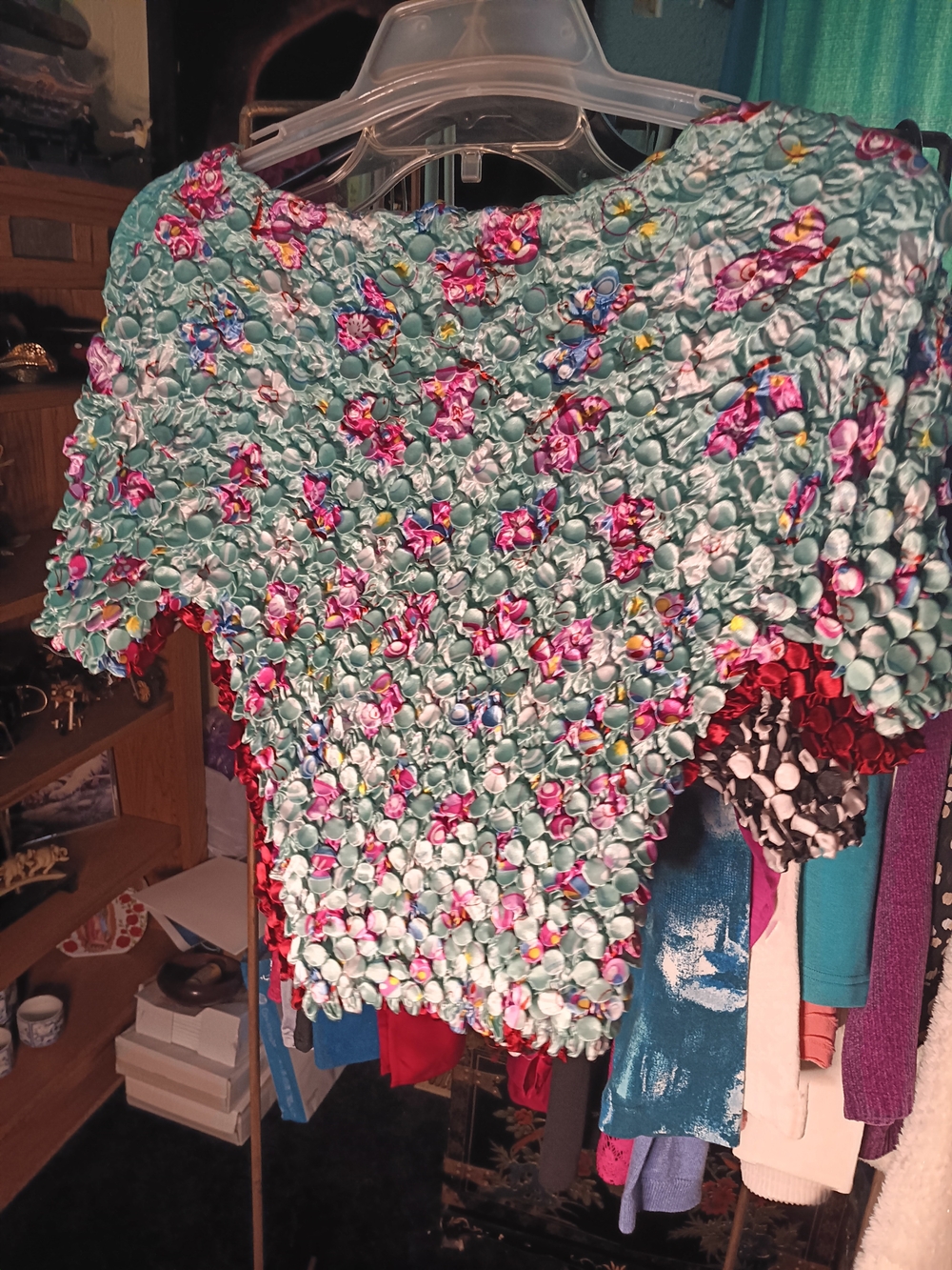 Lilly Pulitzer Aqua Smocked Crop Top with Pink Floral Accents